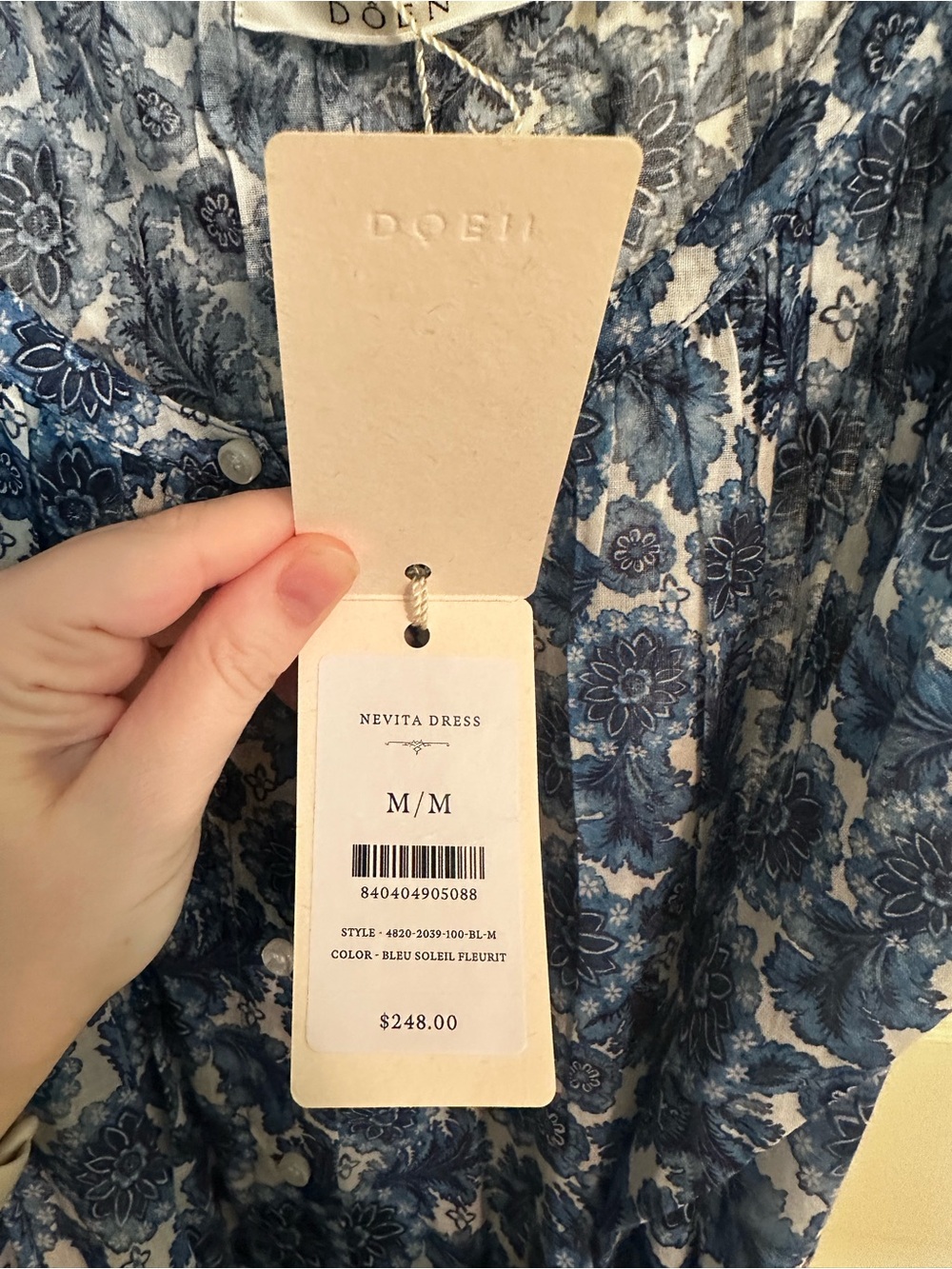 NWT - Doen Nevita Dress -- Bleu Soleil Fleurit / M - Picture 4 of 6